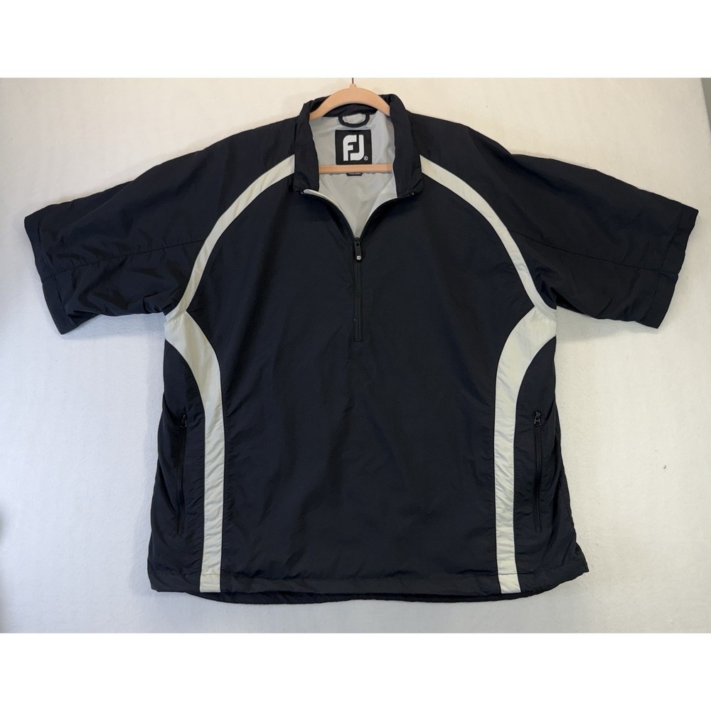 Footjoy Wind breaker Men's Black/White short Sleeve Half Zip Pullover Golf XL